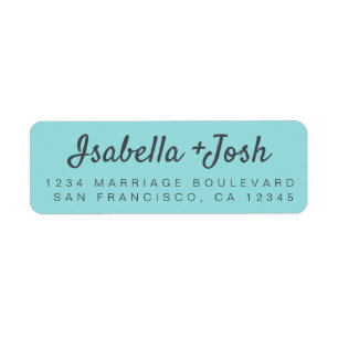 Boho Script Turquoise Wedding Return Address