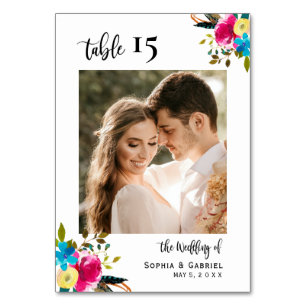 Boho Script Wedding Table Numbers Double Sided