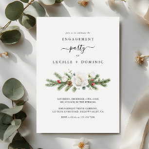 Boho Script Winter Evergreen Engagement Party Invitation