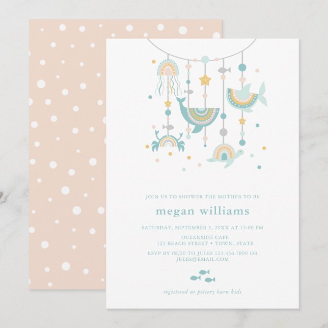 Boho Sea Animal Baby Shower Invitation (Front/Back)