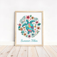 Boho Sea Turtle Art Print - Ocean Wall Art
