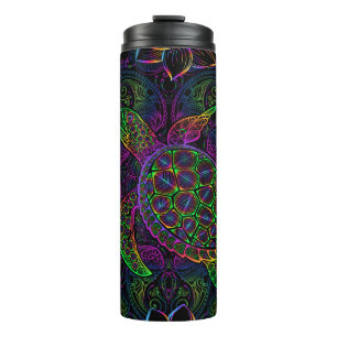 Boho Sea Turtle: Psychedelic Mandala Pattern Thermal Tumbler