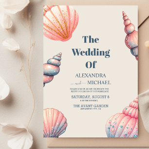 Boho Seashells Beach Unique Wedding Invitation