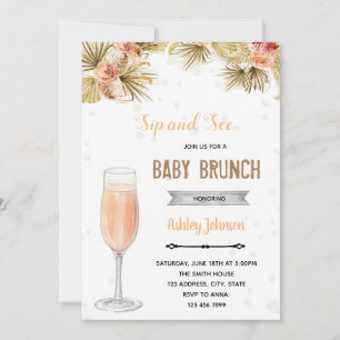 Boho see sip and brunch party invitation