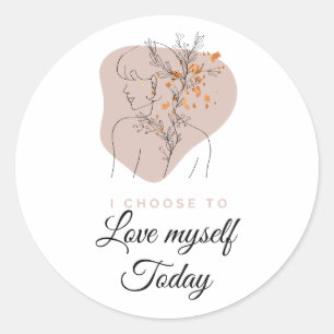 Boho Self Love Feminine Affirmation Quotes Classic Round Sticker