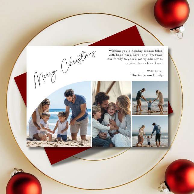 Boho Semi Arch 4 Photo Family Nautical Christmas  Holiday Card (Creator Uploaded)