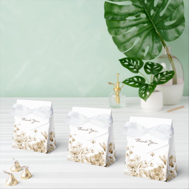 Boho Sepia Watercolor Florals Tent Favour Box (Multiple)