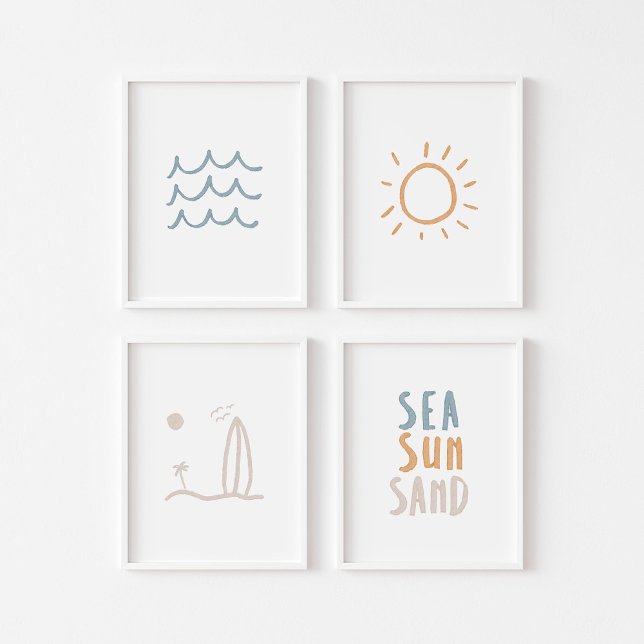 Boho set of 4 boho sea sun sand print (Creator Uploaded)