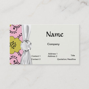 boho shabby chic damask green pink floral business card