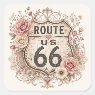 Boho Shabby Chic Mother Road Decal Square Sticker
