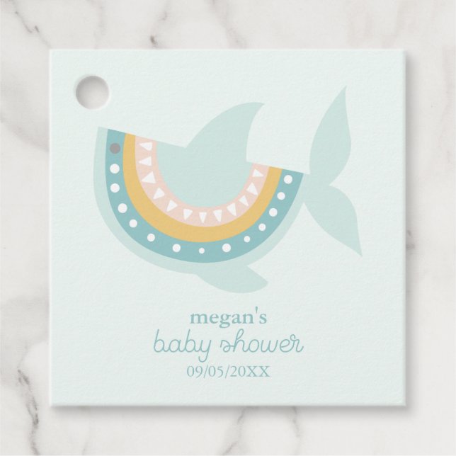 Boho Shark Baby Shower Favour Tags (Front)