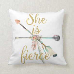 Boho She Is Fierce Arrow Tribal Nursery Pillow