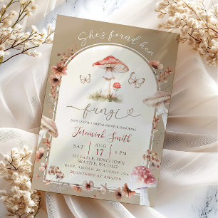 Boho She's Found Her Fungi Mushroom Bridal Shower Invitation