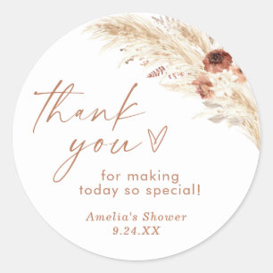 Boho Shower Thank You Favor Sticker