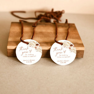 Boho Shower Thank You Favour Tag Pampas Grass