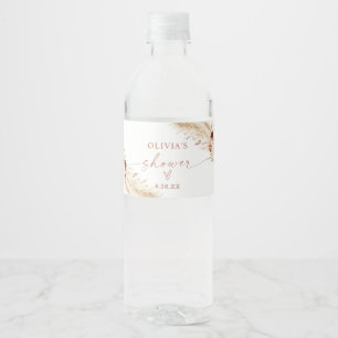 Boho Shower Water Bottle Label   Pampas Grass