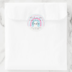 Boho Showered with Love Rainbow Baby Shower Classic Round Sticker