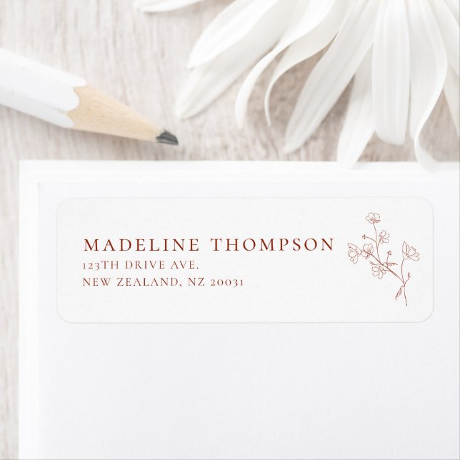Boho Sienn Terracotta Floral Wedding Address Label (Insitu)