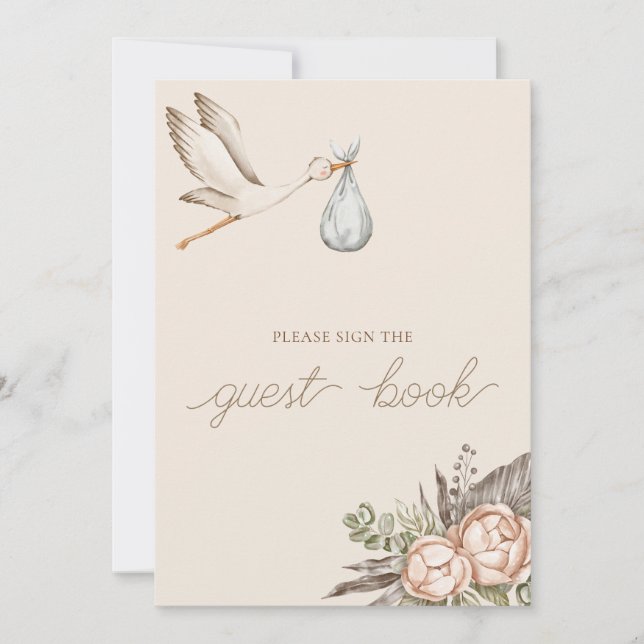 Boho Sign Guest Book Baby Shower sign Invitation (Front)