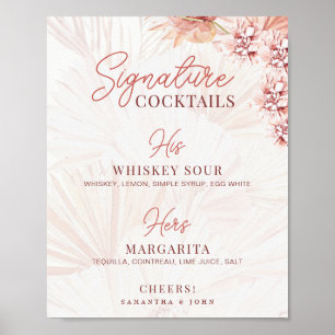 Boho Signature Cocktails His Hers Drinks Wedding Poster