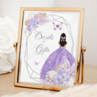 Boho Silver Lilac Flowers 15 Años Cards & Gifts