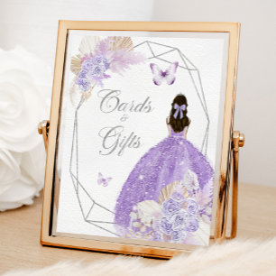 Boho Silver Lilac Flowers 15 Años Cards & Gifts Poster