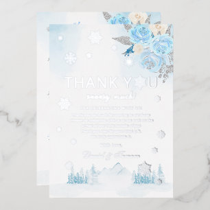 Boho Silver Snowflake Winter Baby Shower Thank You