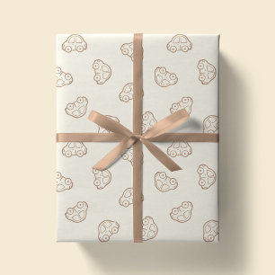 Boho Simple Cars Vehicle Modern Boy Neutral Beige Wrapping Paper