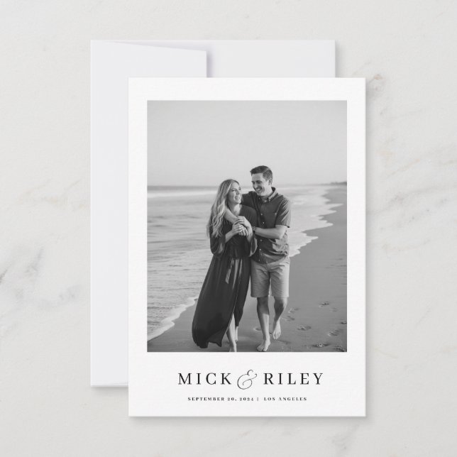Boho Simple Elegant Text and Photo Wedding Save The Date (Front)