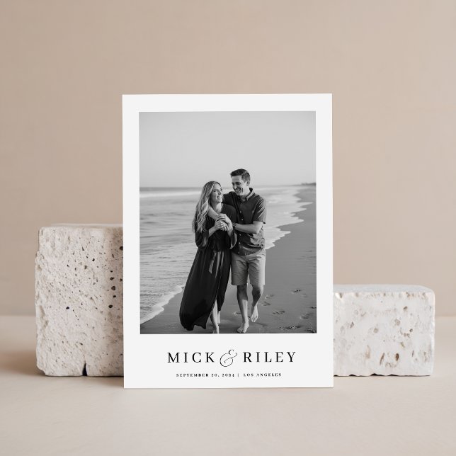 Boho Simple Elegant Text and Photo Wedding Save The Date (Creator Uploaded)