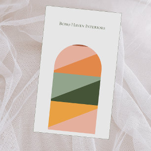 Boho Simple Minimalist Abstract Logo QR Code Arch Business Card