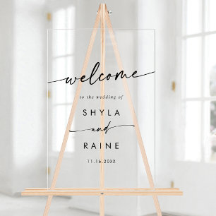Boho Simple Modern Clear Acrylic Wedding Welcome Sign