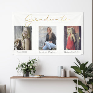 Boho Simple Modern Photo Graduation Party Banner