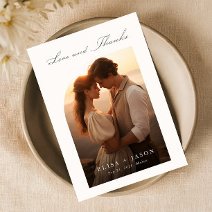 Boho Simple Modern Photo Wedding Thank You Card