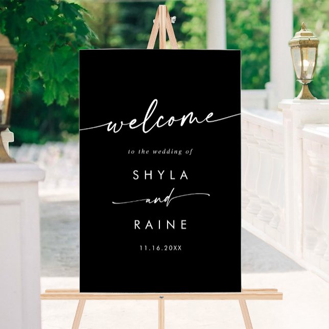 Boho Simple Modern White Black Wedding Welcome Acrylic Sign (Boho Simple Modern White Black Wedding Welcome Acrylic Sign)