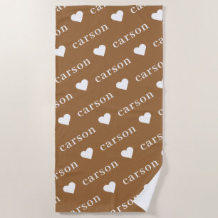 Boho Simple Personalised Repeating Name Beach Towel