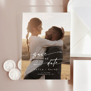 Boho Simple Photo Acrylic Wedding Save the Date Acrylic Invitations