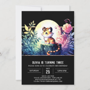 Boho Simple Tiger Birthday Invitation