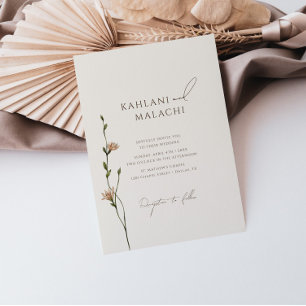 Boho Simple Wildflower Elegant Wedding Invitation
