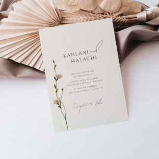 Boho Simple Wildflower Elegant Wedding Invitation