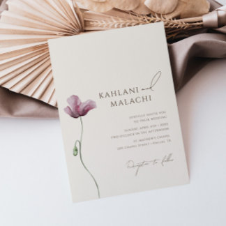 Boho Simple Wildflower Modern Wedding Invitation