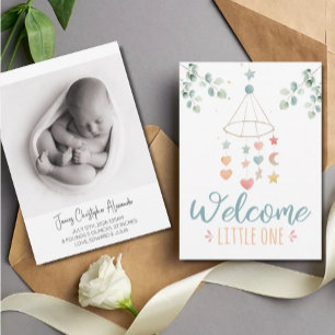 Boho Simplicity Welcome Little One Baby Announcement