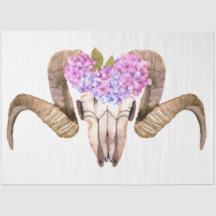 Boho Skull and Flowers Series Design 10 Tissue Paper