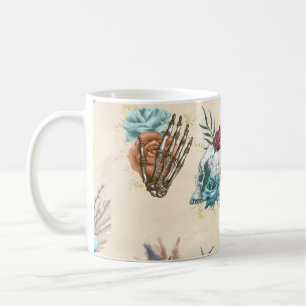 Boho Skull and Skeleton with Flowers Coffee Mug