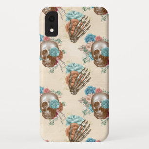 Boho Skull and Skeleton with Roses iPhone XR Case