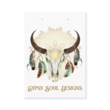 Boho Skull with Feathers Earring Card