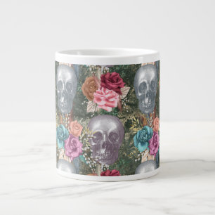 Boho Skull with Flowers Large Coffee Mug