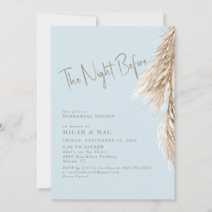 Boho Sky Blue The Night Before Pampas Invitation