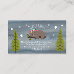 Boho Sleepy Bear Stars Diaper Raffle Enclosure Card