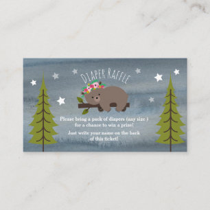 Boho Sleepy Bear Stars Diaper Raffle Enclosure Card
